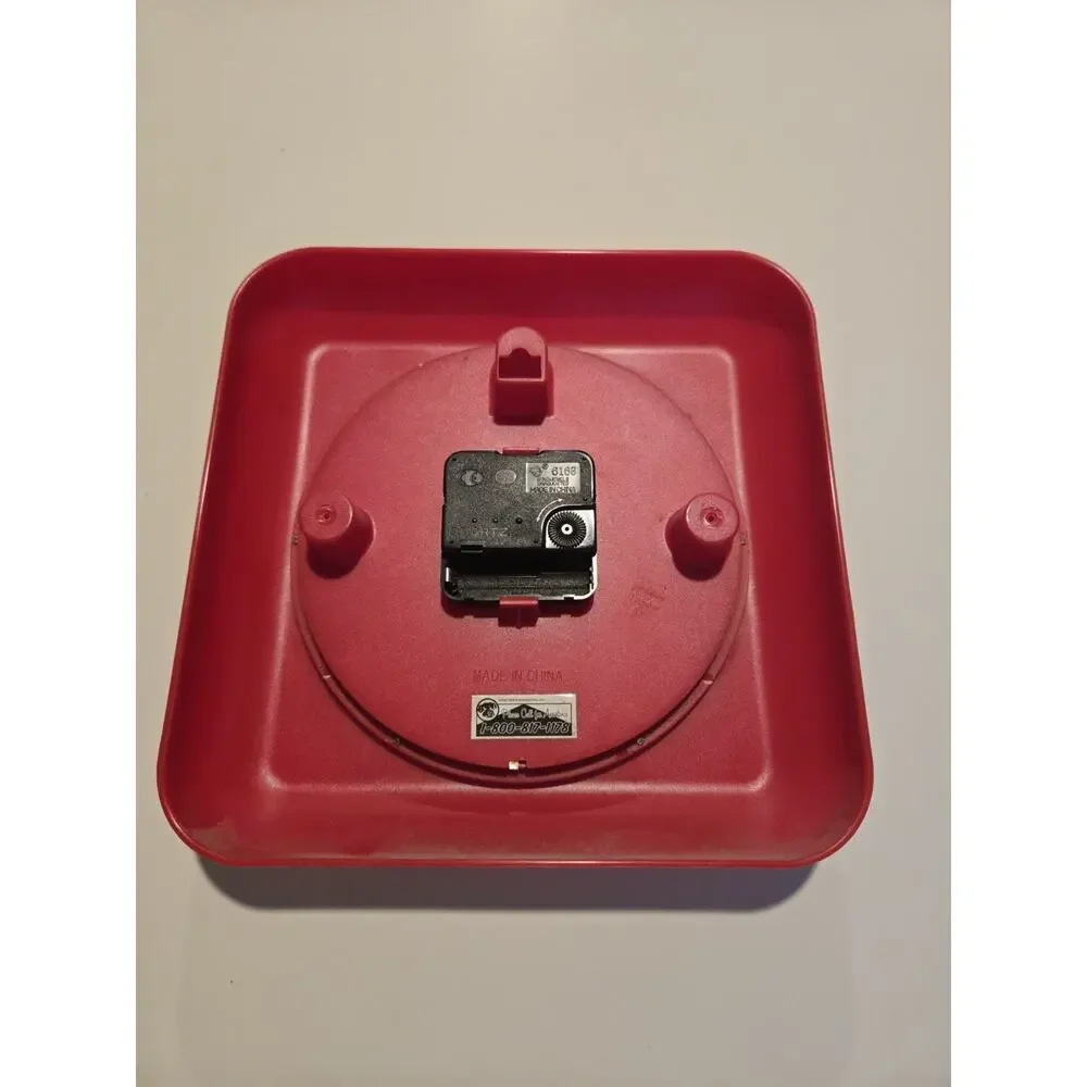Retro Red Square Wall Clock 9” Quartz Diner Kitchen Vintage Style Tested Works
